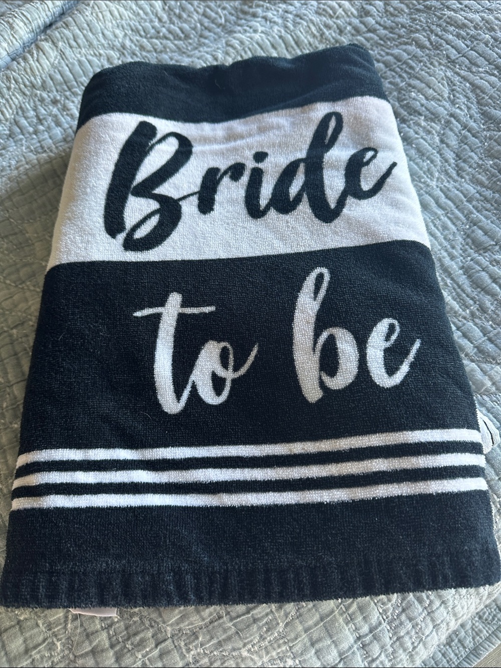 lola Black and White "Bride to Be" Beach Towel